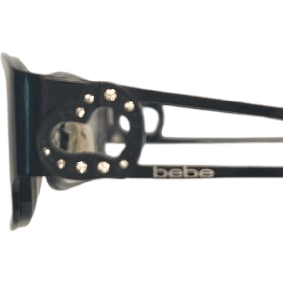 Bebe Brighten Black Heart Rhinestone Metal Reading Eyeglass Frames & Bebe Case - Picture 3 of 7